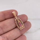 Dije Virgen Guadalupe 3.45gr / 3.1cm / Circones Blancos-Verdes-Fucsias Oro Rosa 18K #