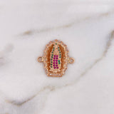 Herraje Virgen Guadalupe 3.3gr / 2cm / Circones Blancos-Verdes-Fucsias Oro Rosa 18K $