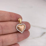 Dije Corazon 2.6gr / 2.5cm / Circones Blancos Tres Oros 18K &