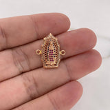 Herraje Virgen Guadalupe 2.95gr / 2.3cm / Circones Blancos-Azules-Fucsias Oro Rosa 18K #