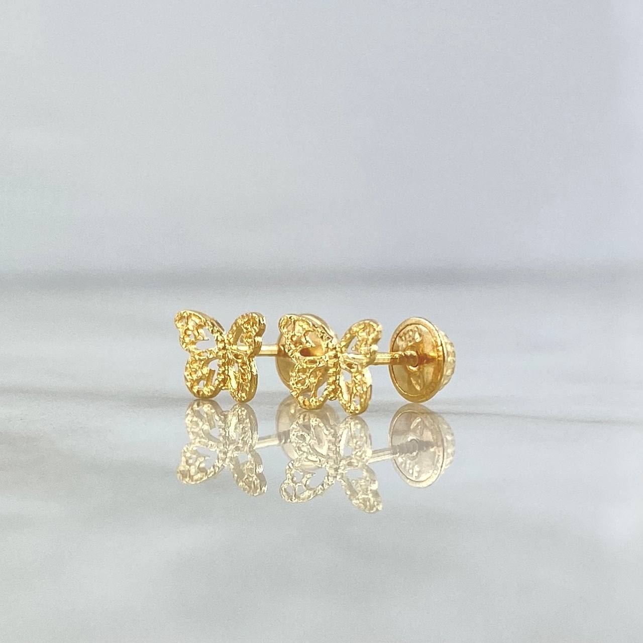 Topos Mariposa Texturizada 0.85gr / 6mm Oro Amarillo 18K *