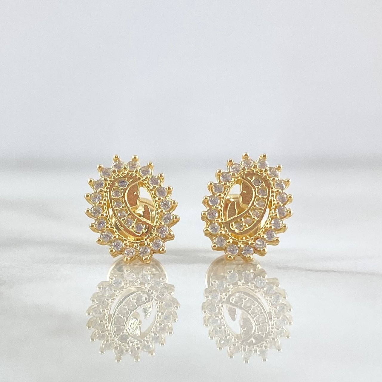 Topos Virgen María 1.5gr / 1cm / Circones Blancos Oro Amarillo 18K *