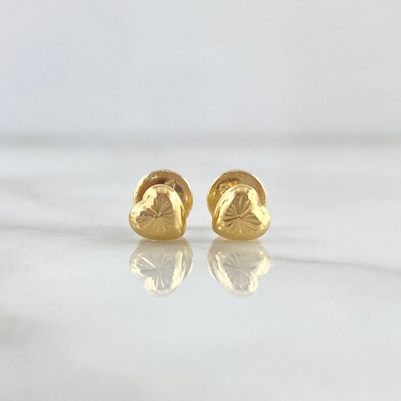 Topos Corazón 0.6gr / 5mm Centro Diamantado Oro Amarillo 18K