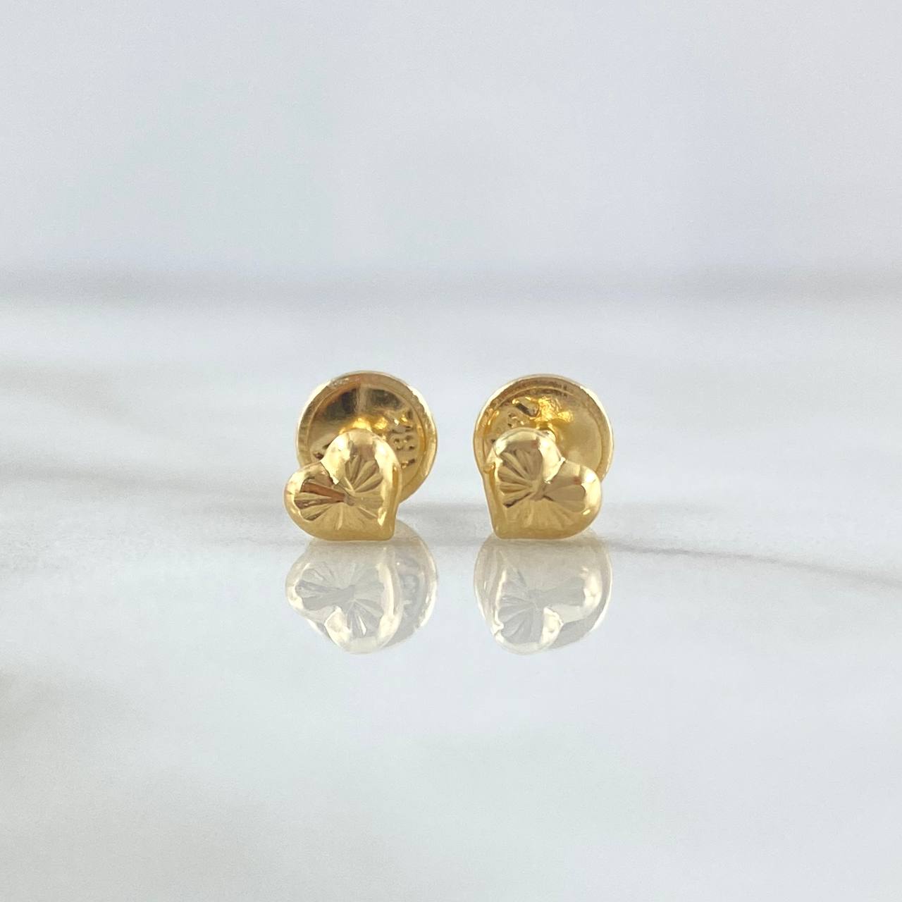 Topos Corazón 0.5gr / 4mm Centro Diamantado Oro Amarillo 18K ©