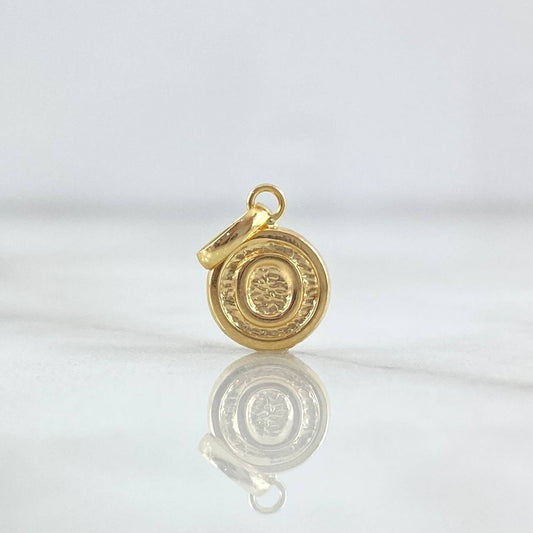 Dije Letra O 0.35gr / 1.5cm / Circulo Texturizado Rustico Oro Amarillo 18K