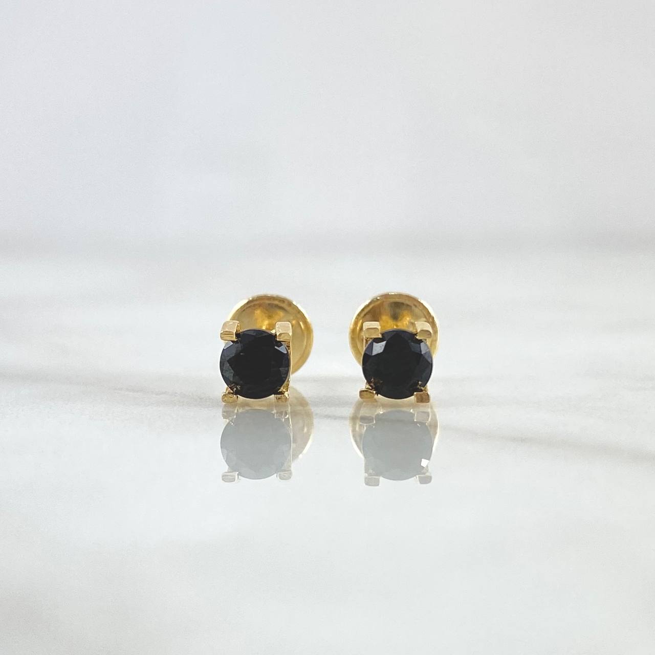 Topos Cetro 0.8gr / 4mm Circones Negros Oro Amarillo 18K (Joya) ©