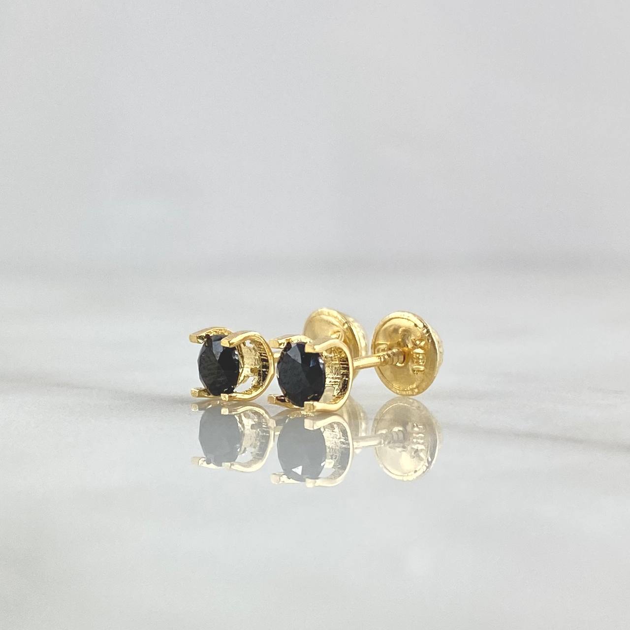 Topos Cetro 0.8gr / 4mm Circones Negros Oro Amarillo 18K (Joya) ©