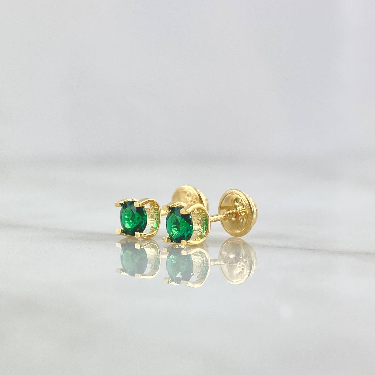 Topos Cetro 0.8gr / 4mm Circones Verdes Oro Amarillo 18K (Joya) ©