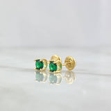 Topos Cetro 0.8gr / 4mm Circones Verdes Oro Amarillo 18K (Joya) ©