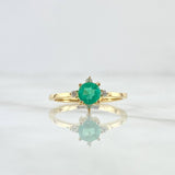 Anillo Solitario Estrella Cardinal 2.1gr / T6 1/2 / Esmeralda 50pts Diamantes 5pts Oro Amarillo 18K (Joya) *