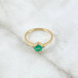 Anillo Solitario Estrella Cardinal 2.1gr / T6 1/2 / Esmeralda 50pts Diamantes 5pts Oro Amarillo 18K (Joya) *