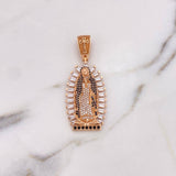 Dije Virgen Guadalupe 12.15gr / 5.7cm / Circones Blancos Negros Oro Rosa 18K #