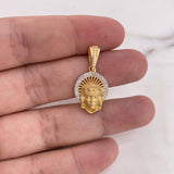 Dije Virgen Maria 3.85gr / 3cm / Circones Blancos Dos Oros Amarillo Blanco 18K #