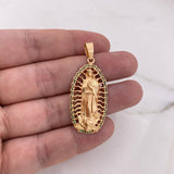 Dije Virgen Guadalupe 10gr / 4.8cm / Circones Verdes  Oro Rosa 18K #