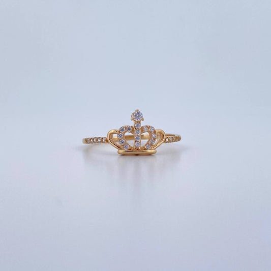 Anillo Corona 1.45gr / T6 1/2 / Circones Blancos Oro Amarillo 18K $