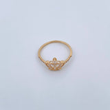 Anillo Corona 1.45gr / T6 1/2 / Circones Blancos Oro Amarillo 18K $