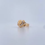 Anillo Corazon 15s 1.45gr / T6 3/4 / Circones Blancos Oro Amarillo 18K &