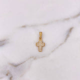 Dije Cruz 1.05gr / 1.9cm / Circones Blancos Oro Amarillo 18K #