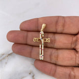 Dije Cruz Jesus 2.65gr / 3.7cm / Circones Colores Oro Amarillo 18K #