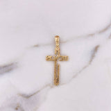 Dije Cruz Jesus 2.65gr / 3.7cm / Circones Colores Oro Amarillo 18K #