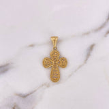 Dije Cruz Bendicion 3.05gr / 3.3cm / Circones Blancos Oro Amarillo 18K #