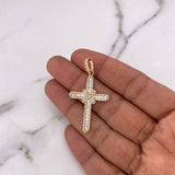 Dije Cruz Penitencia 3.95gr / 4.3cm / Circones Blancos Oro Amarillo 18K #