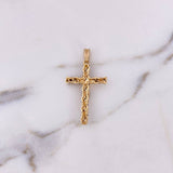 Dije Cruz Cristo 4.3gr / 4.1cm / Circones Negros Dos Oros Amarillo Blanco 18K #