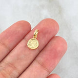 Dije Letra Y 0.35gr / 1.5cm / Circulo Texturizado Rustico Oro Amarillo 18K