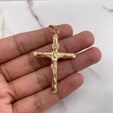 Dije Cruz Cristo 3.4gr / 5.1cm / Puntas Planas Oro Amarillo 18K #