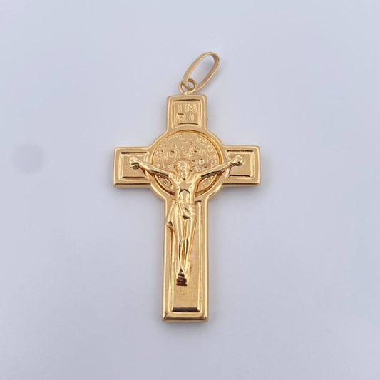 Dije Cruz Cristo San Benito 6.25gr / 5.8cm / Oro Amarillo 18K &