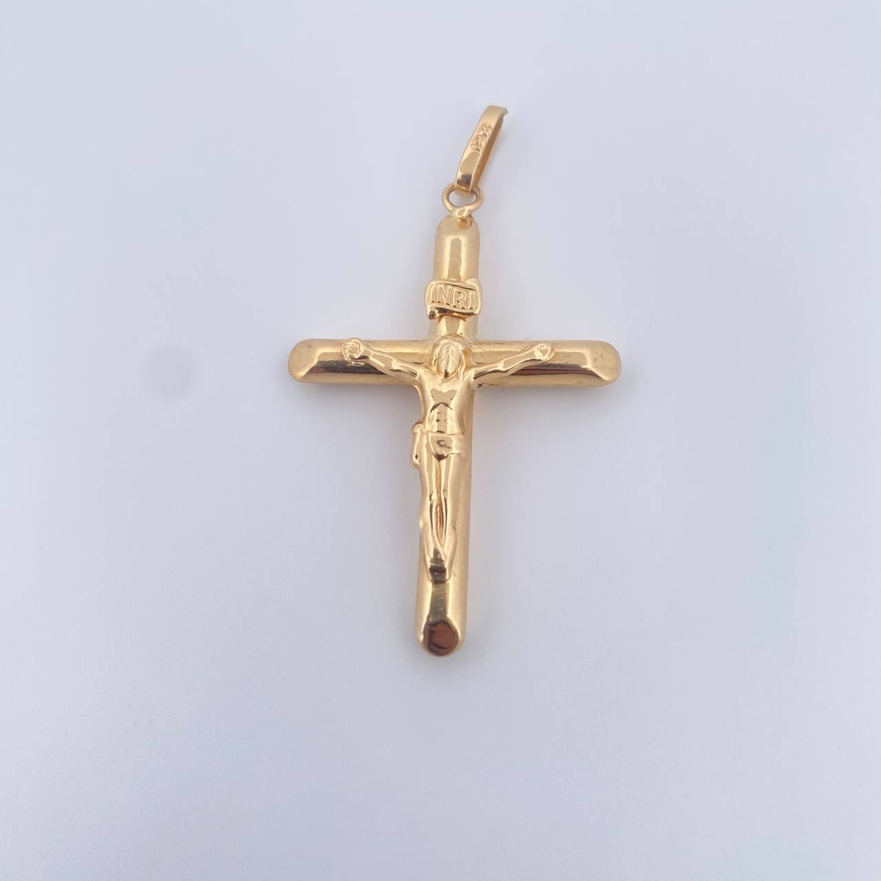 Dije Cruz Cristo 3.7gr / 5cm / Liso Troquelado Oro Amarillo 18K &