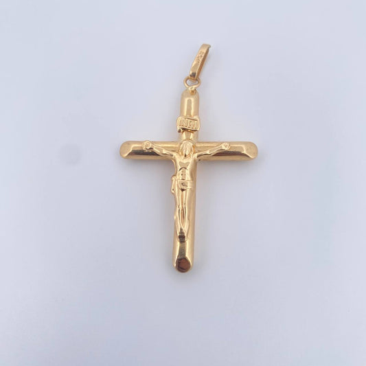 Dije Cruz Cristo 3.7gr / 5cm / Liso Troquelado Oro Amarillo 18K &