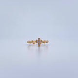 Anillo Cruz 1.7gr / T6 1/2 / Esferas Circones Blancos Oro Amarillo 18K $