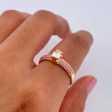 Anillo Solitario Oso Ts 2.2gr / T7 / Circones Rosados Blancos Oro Amarillo 18K $