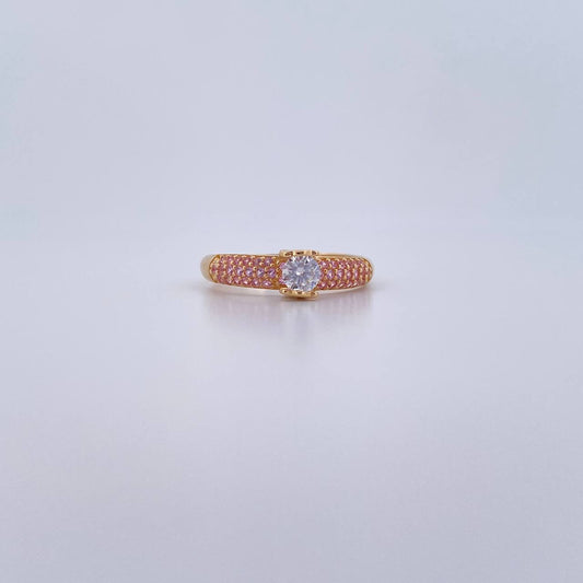 Anillo Solitario Oso Ts 2.2gr / T7 / Circones Rosados Blancos Oro Amarillo 18K $