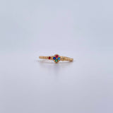 Anillo Trebol Esferas 1.7gr / T6 1/2 / Circones Colores Oro Amarillo 18K $