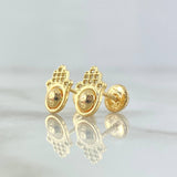 Topos Mano Hamsa Central 1.2gr / 1cm / Circones Blancos Oro Amarillo 18K *