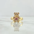 Anillo Oso Articulado Corazón 4.2gr / T6 1/4 / Circones Blancos Y Rosas Oro Amarillo 18K ©