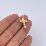 Dije Cruz Cristo San Benito 0.75gr / 2.5cm / Oro Amarillo 18K &