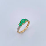 Anillo Solitario Churumbela 2.7gr / T6 1/4 / Esmeralda 1.16 Qts Diamante 12 Pts Dos Oros Amarillo Blanco 18K (Joya) &