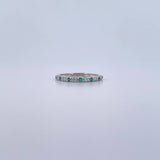 Anillo Churumbela 1.7gr / T6 3/4 / Esmeralda 9 Pts Diamante 10 Pts Oro Blanco 18K (Joya) &