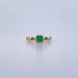 Anillo Churumbela Rombos Rectangulos 2.6gr / T6 / Esmeralda 75 Pts Diamante 11 Pts Oro Amarillo 18K (Joya) &