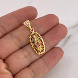 Dije Virgen Guadalupe 2.9gr / 3.1cm / Circones Blancos-Verdes-Fucsias Oro Amarillo 18K #