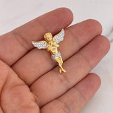 Dije Cupido 4.35gr / 2.8cm / Circones Blancos  Dos Oros Amarillo Blanco 18K #