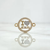 Herraje " I Love Jesus " 1.3gr / 2cm / Circones Blancos Dos Oros Amarillo Blanco 18K