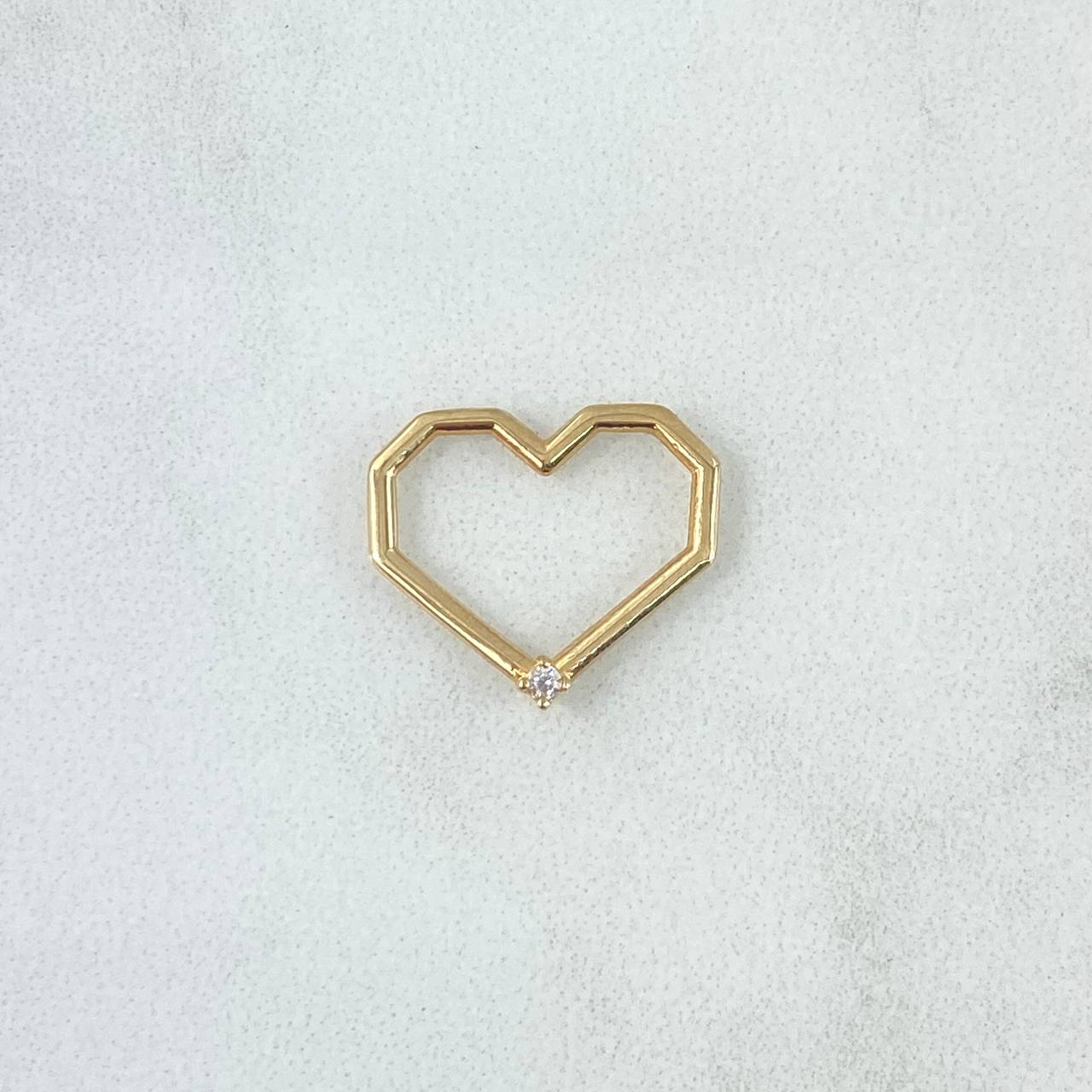 Herraje Corazon Cuadriculado 0.9gr / 1.5cm / Circon Blanco Oro Amarillo 18K