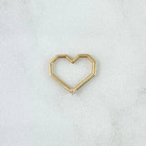 Herraje Corazon Cuadriculado 0.9gr / 1.5cm / Circon Blanco Oro Amarillo 18K