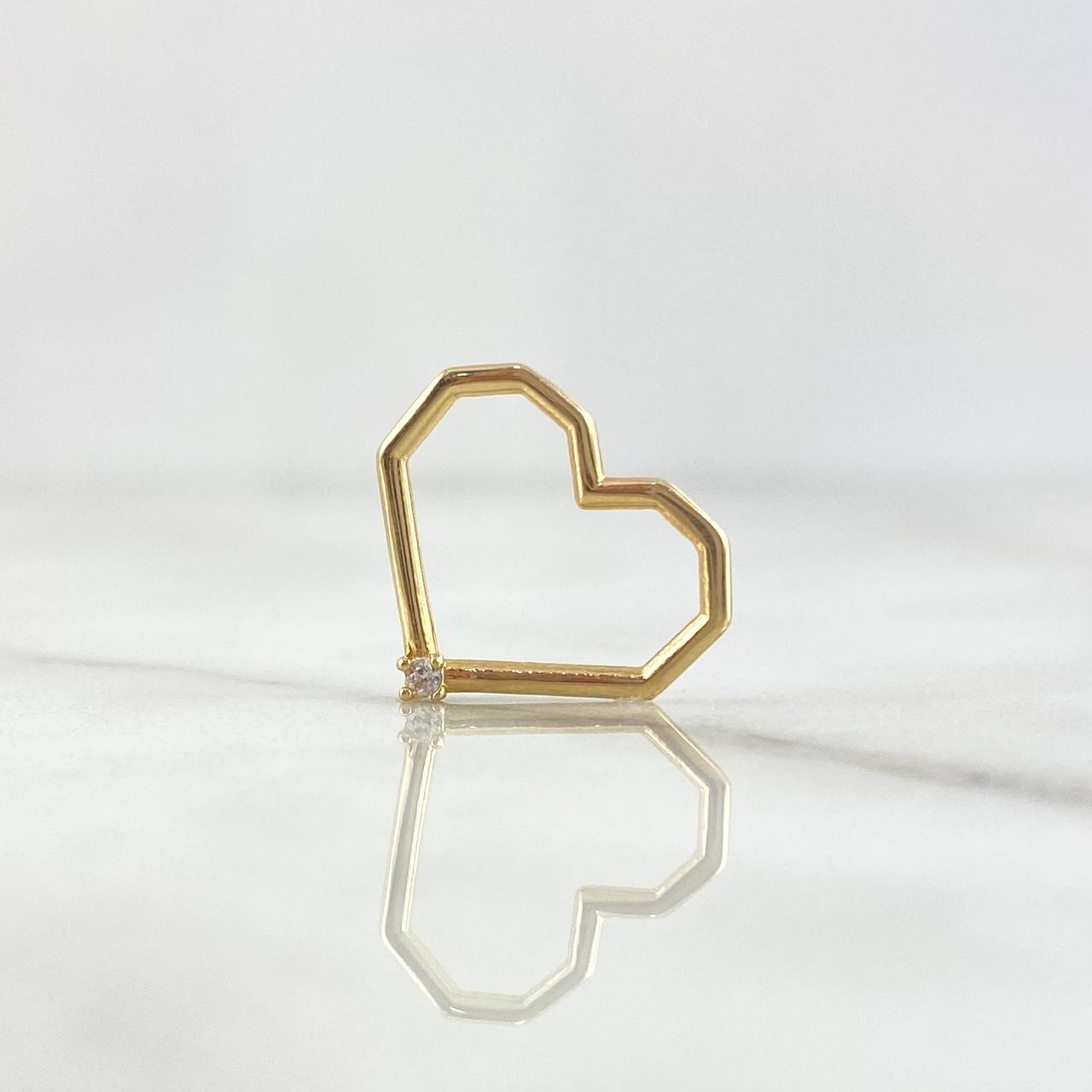 Herraje Corazon Cuadriculado 0.9gr / 1.5cm / Circon Blanco Oro Amarillo 18K