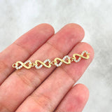 Herraje Infinito En Corazon 1.55gr / 4.5cm / Circones Blancos Oro Amarillo 18K