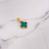 Dije Trebol VCyA 2.8gr / 2.4cm / Malaquita Verde Oro Amarillo Nac.Esp. 18K #